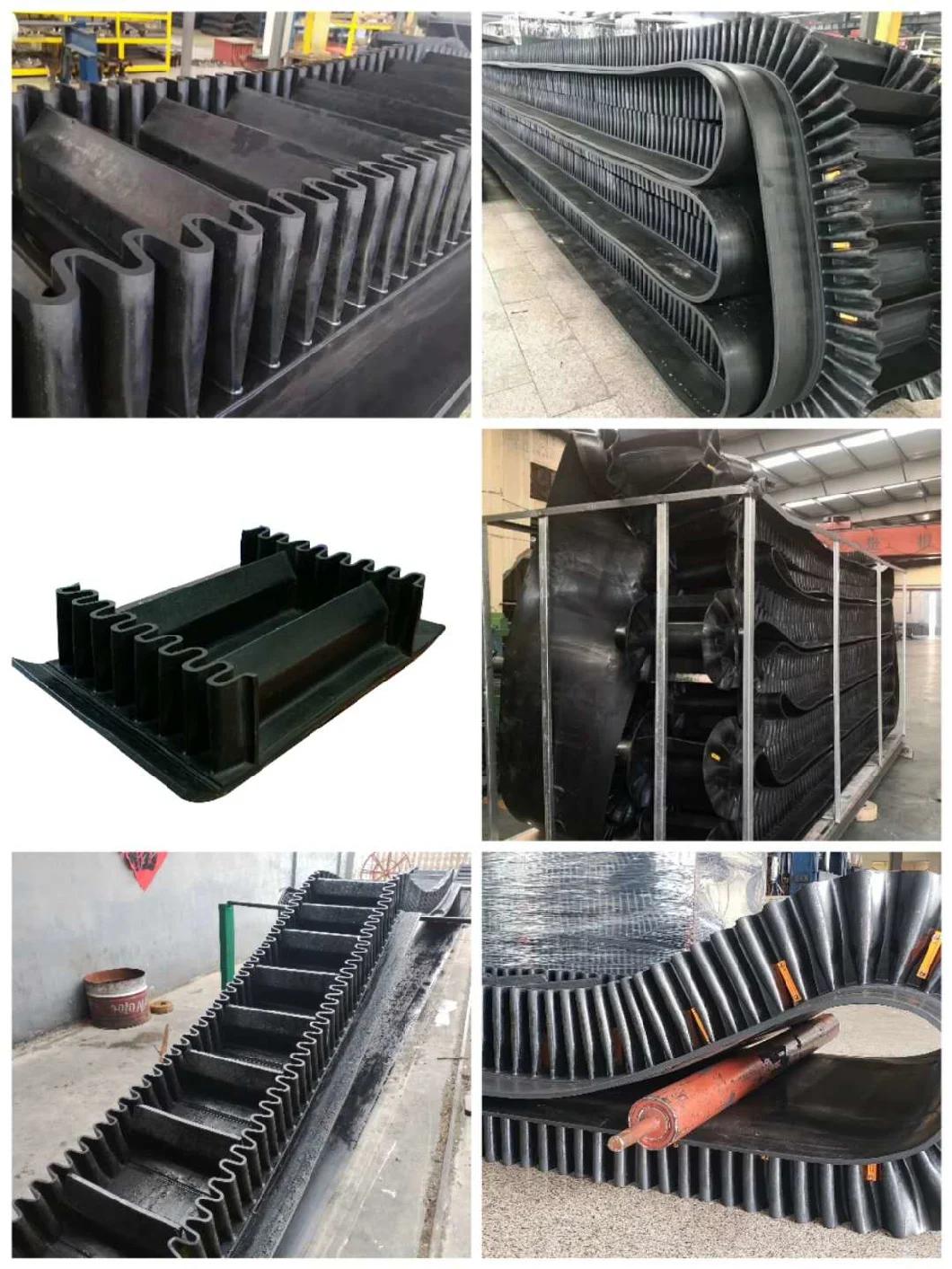 High Angle Inclination Downward Rubber Belt Conveyor with Sidewall