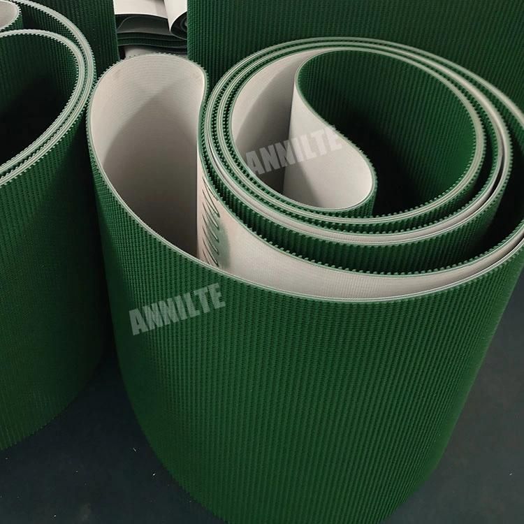 Annilte China Supplier Rough Top Grass Pattern Green PVC Conveyor Belt