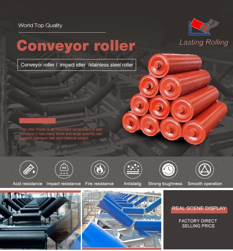 Conveyor System Roller 89mm * 1100mm Conveyor Belt Return Idler Roller