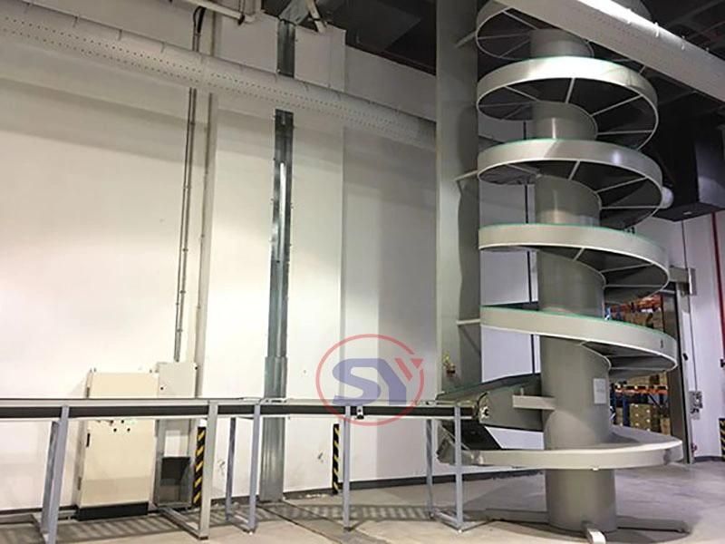 Downwards Mezzanines Spiral Conveyor for Metal Cans