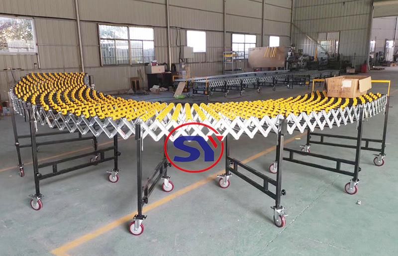 Declining Galvanized Steel Skate Wheel Telescopic Roller Conveyor Price for Box Transmission