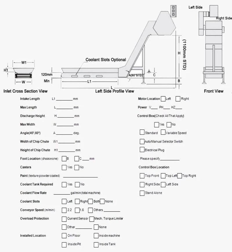 New Design Size White Color Custom Chip Conveyor