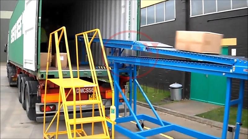 Extending Truck Warehouse Container Unloading Conveyor System Gravity Roller