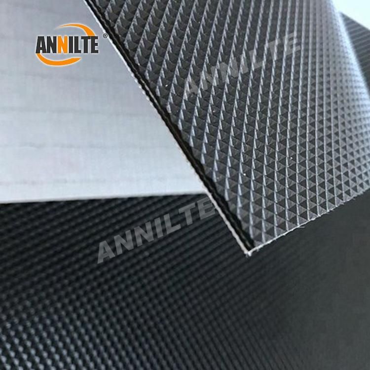 Annilte PVC Conveyor Belt Surface Smooth Bottom Diamond 3.0mm Thickness Petrol Black