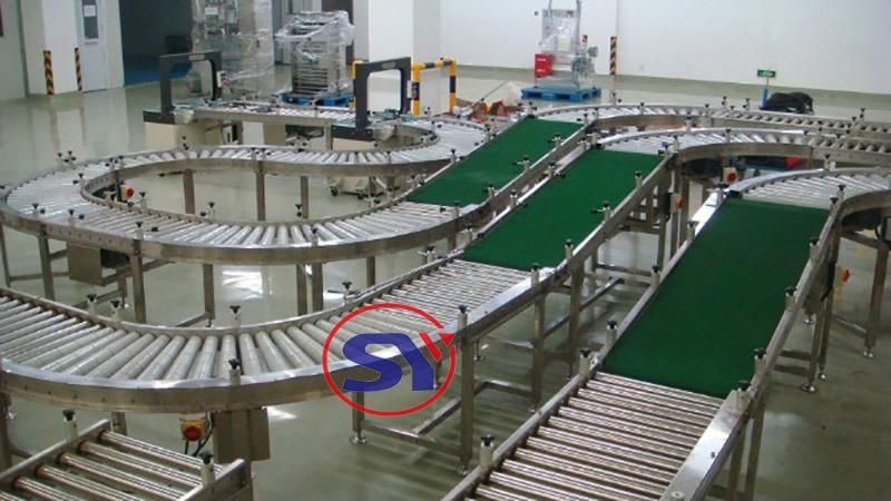 Adjustable Speed Chain Driving Powered Curve Roller Conveyor (90/180Degree)