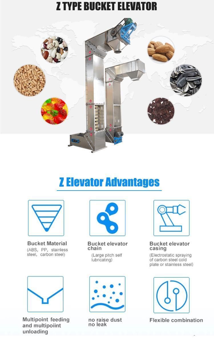 Industrial Bucket Conveyor Elevator Z Type Bucket Elevator Machine