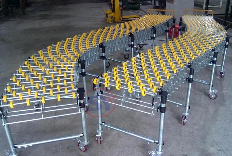 Declining Galvanized Steel Skate Wheel Telescopic Roller Conveyor Price for Box Transmission