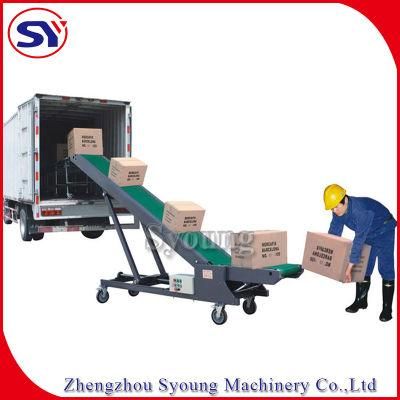Mobile Hydraulic Height Adjustment Belt Conveyor System Truck Loading Conveyor for 50kg Flour Bags