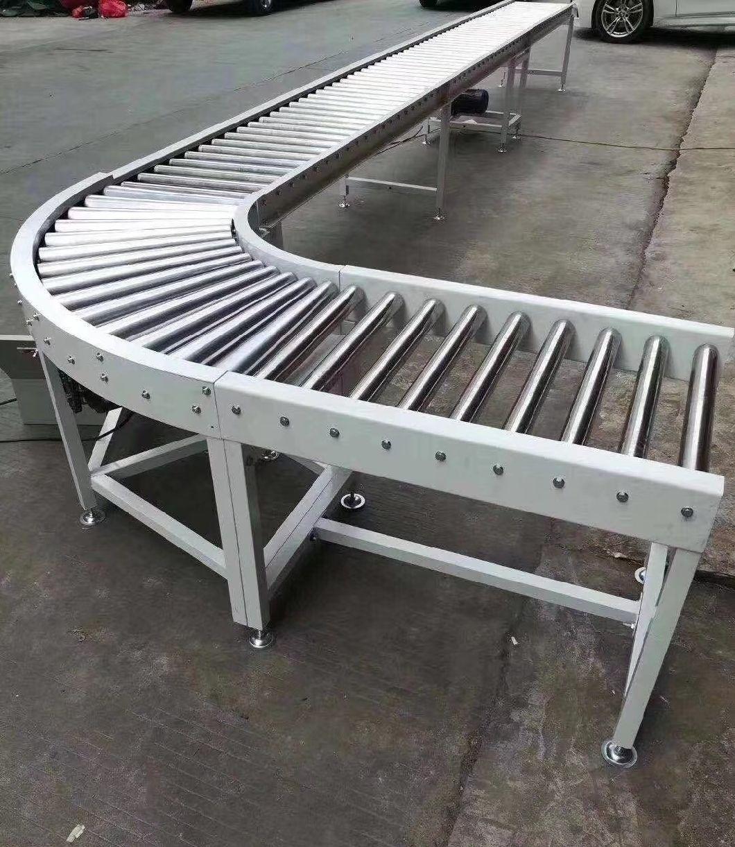 Chain Plate Conveyor with 90 Degree Turning Used in Small Workshop