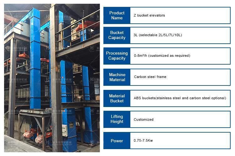 Bulk Materials Industrial Stainless/Mild Steel Z Type Bucket Conveyor Elevator