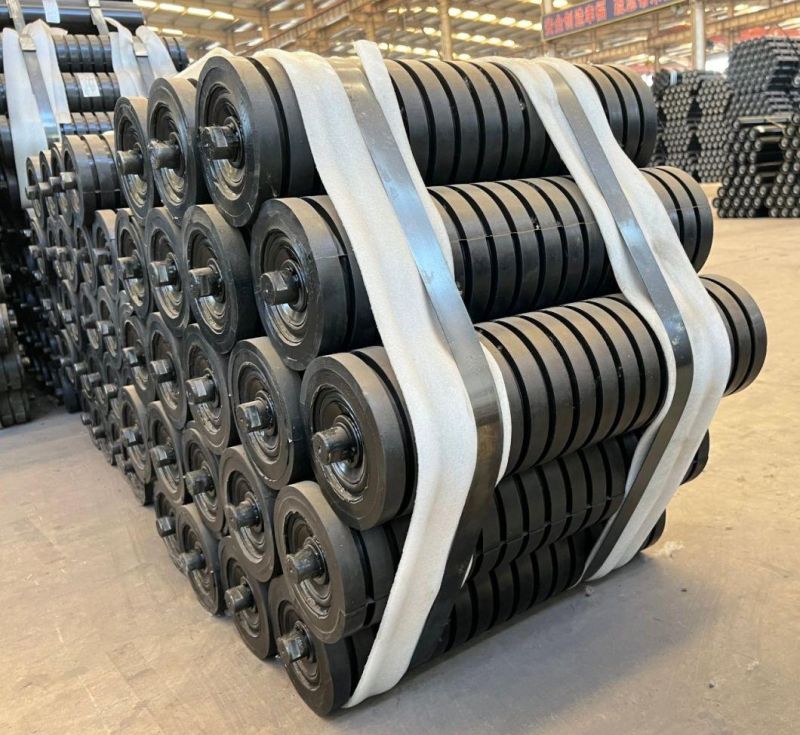 ISO 9000 Impact Idler Conveyor Rubber Roller Idler for Belt Conveyor