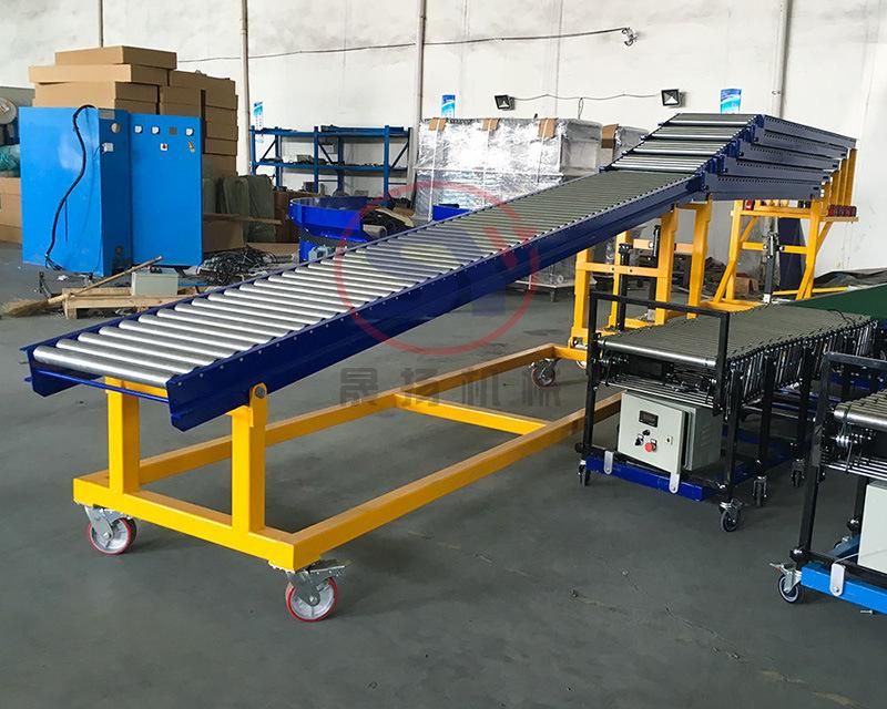 Mobile Gravity Extendable Stainless Steel Roller Conveyor Table for Food Tray Conveying