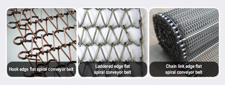 Stainless Steel Wire Spiral Balance Weave Mesh Belt Conveyor with Chain