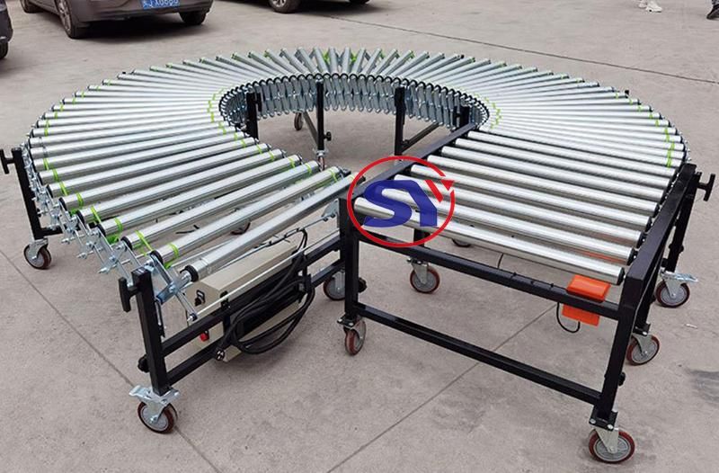 Vehicle Loading Mobility Foldable Roller Conveyor Telescopic for Carton Handling