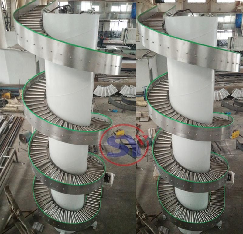 Continous Transportation Vertical Rising Spiral Conveyor for Conveying Bottle Bucket