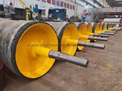 Conveyor Belt Rollers Cn Layer Small Diamond Grooved Ceramic Rubber Drum Pulley Lagging