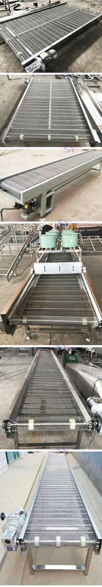 Industrial Steel Flat Belt Net Conveyor for Meat Seafood Processing Factory