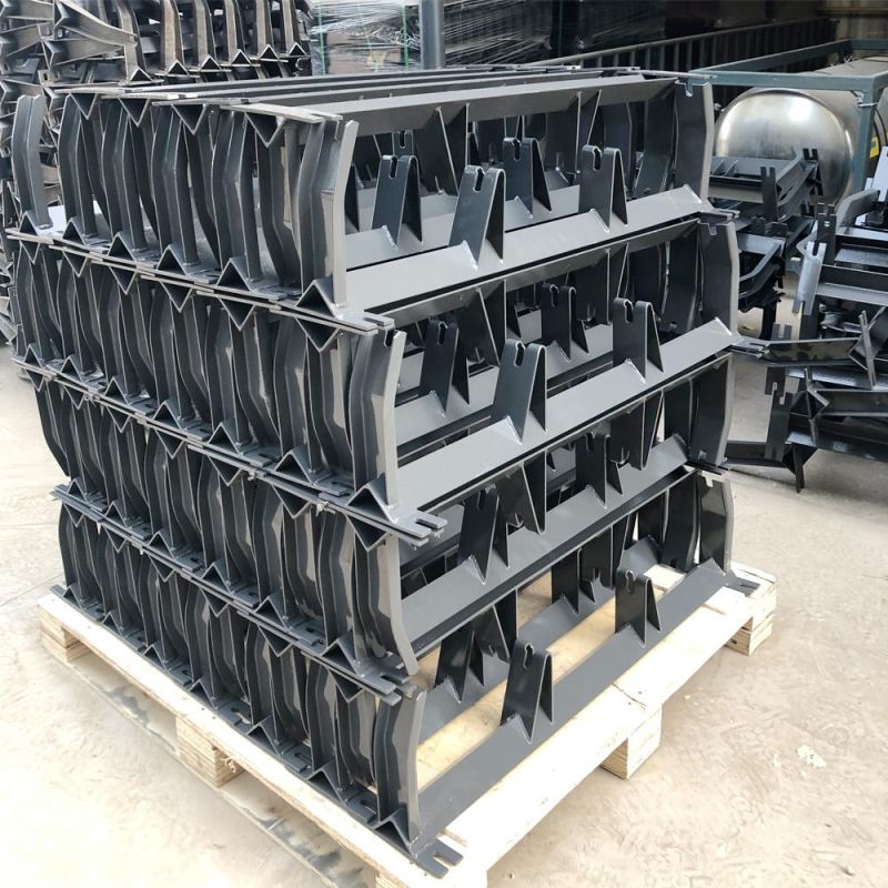 Belt Conveyor Roller Bracket Parts Steel Troughing Roller Frame Paint for Mining Conveyor Frame