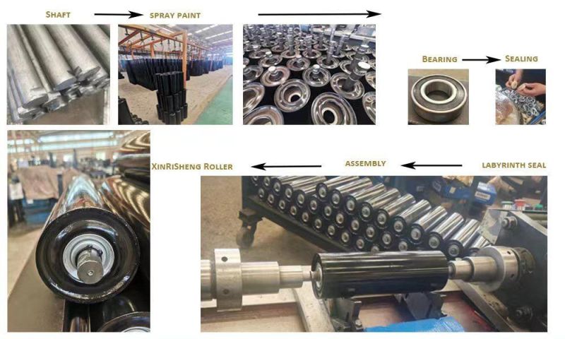 Xinrisheng Industrial Rubber Conveyor Belt Carrying Impact Steel Idler Roller