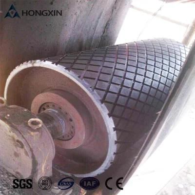 Belt Conveyor Drive Pulley High Wear Resistance Diamond Rubber Lagging Sheets Pulley Lagging Rubber Large Diamond