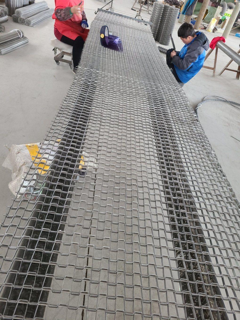 Customized SS304 Light Wire Ladder Link Belting Grid Mesh Belt Flat Flex Mesh Belt