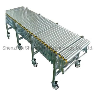 Adjustable Height Portable Retractable Rubber Coated Roller Conveyor