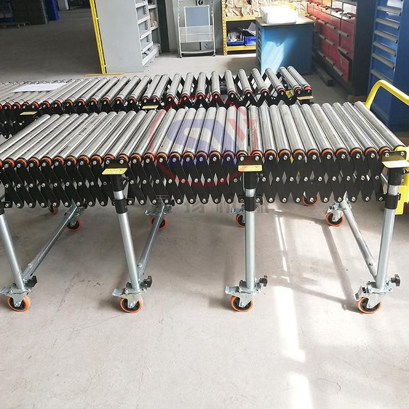 Flexible Mobile Telescopic Skate Wheel Roller Conveyor System Vehicle Container Pallet Loader Conveyer