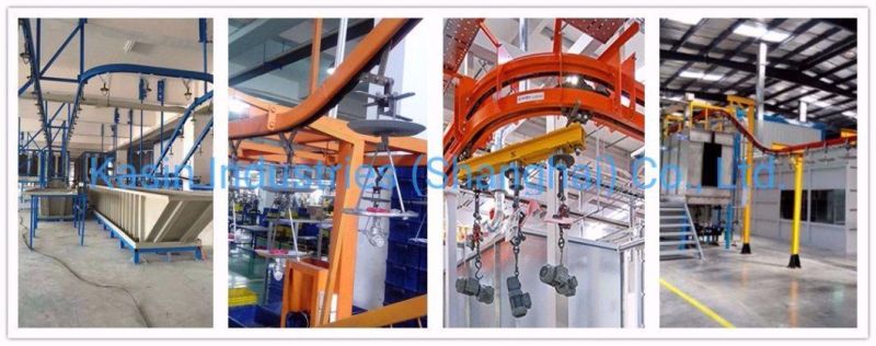 Kasin Industries Enclosed Overhead Track Conveyor System for Produce Line