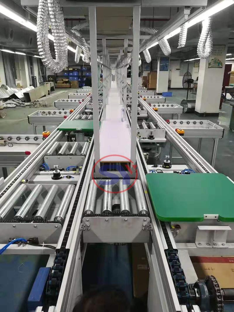 Hardware&Metals Parts Assembly Turning Motorized Roller Conveyor