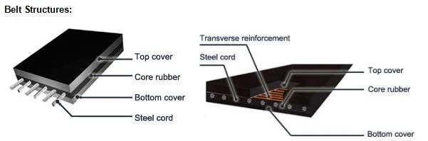 Mine Stone Sand Cement Fabric Steel Cord Rubber Conveyor Belt