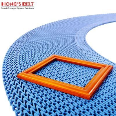 Hongsbelt HS-2400B Curved Modular Plastic Conveyor Belt for Food Processing Turning Conveyor Belting