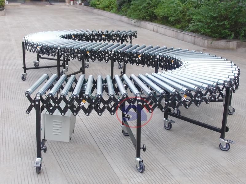 Curved Expanding Telescoping Flexible Roller Conveyor System