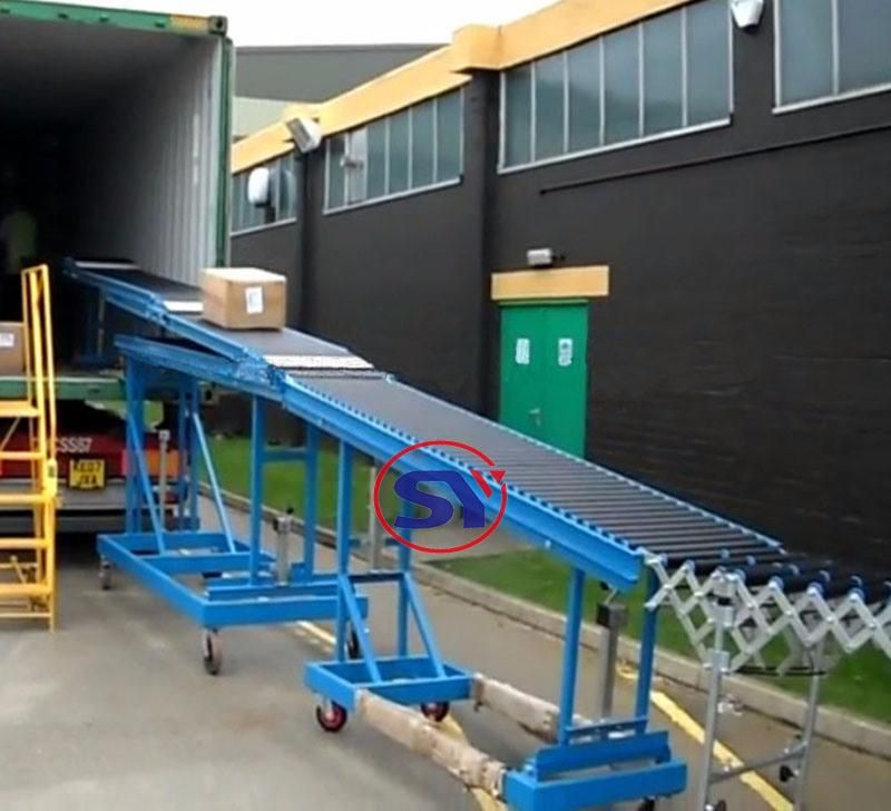 Truck Unloading Equipment Extended Telescopic Roller Conveyor Loader