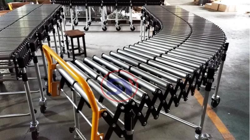 Heavy Duty Motorized Flexible Roller Conveyor with Zinc Plated Steel Tubes