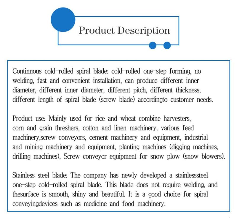 Carbon/Stainless Steel Continuous Spiral Helical Blade for Screw Covneyor