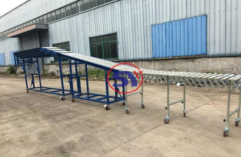 Long Distance Delivery Truck Loading Folding Conveyor Roller Telescopic Type