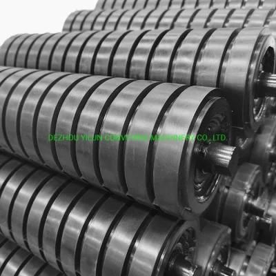 Conveyor Rubber Lined Impact Idler Rollers Material Receiving Point Supporting Impact Rollers