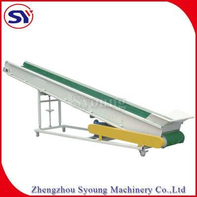 White PVC PU Rubber Inclined Belt Conveyor for Dairy Product with Dirty Collection