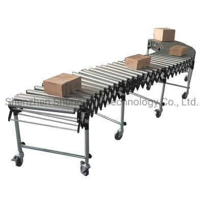 Curved Gravity Motorised Stainless Steel Flexible Roller Conveyor for Loading Containers