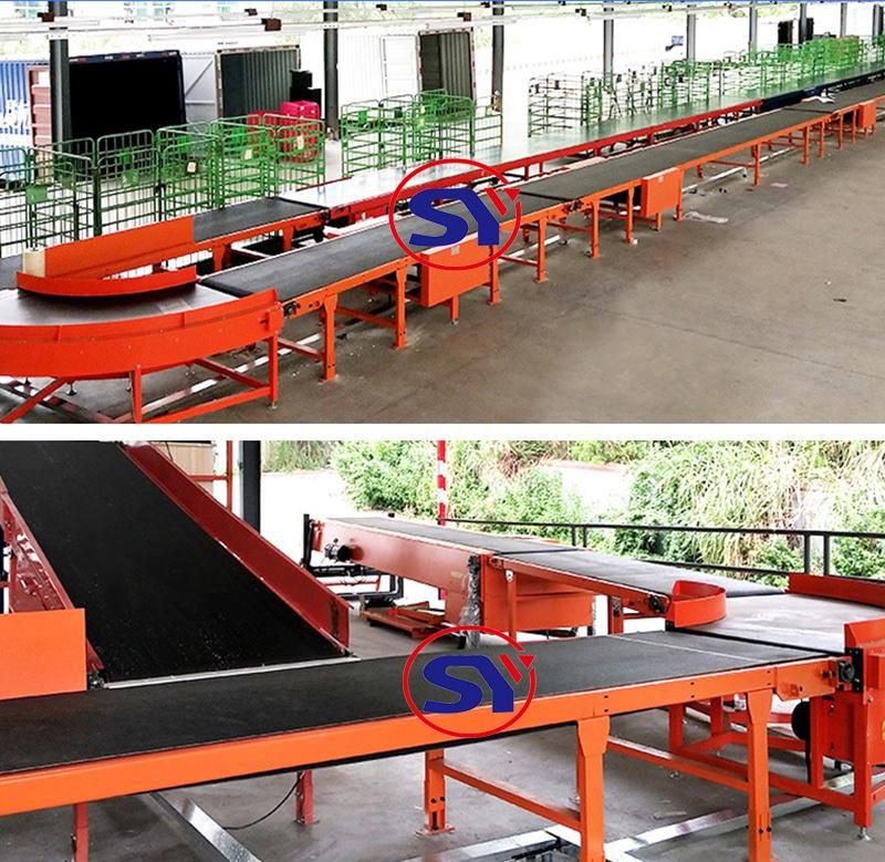 Material Handling Rubber Belt Conveyor with Worktable for Operation