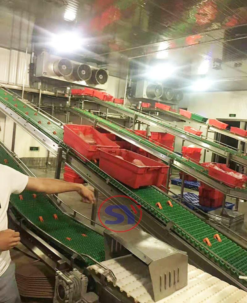 Easy Cleaning Food Conveyor Belt Machinery for Four Bag Transport