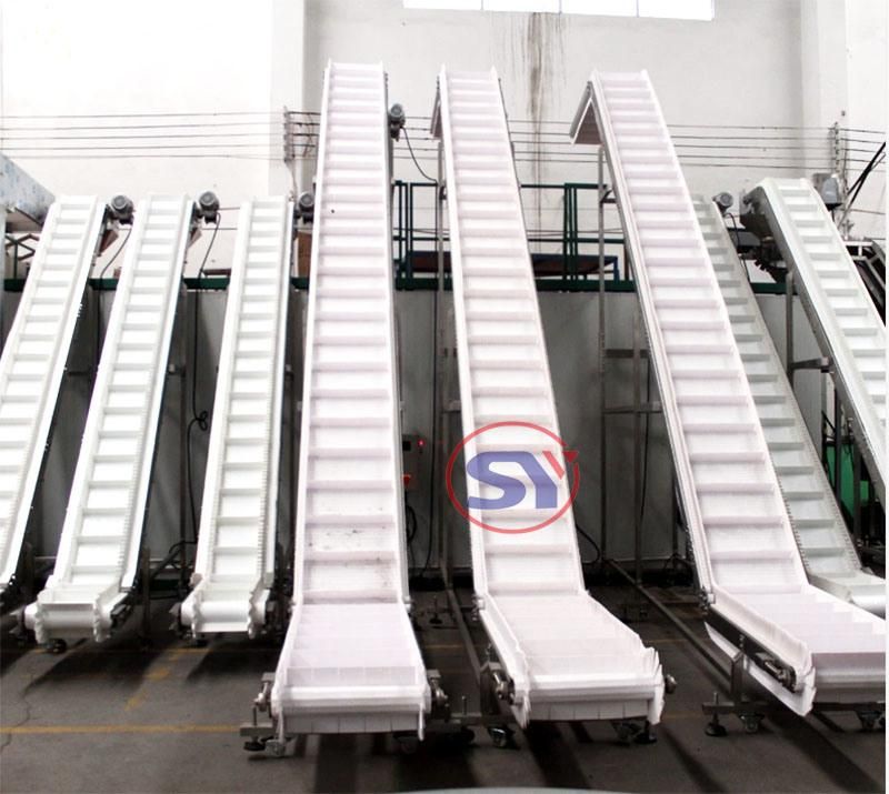 Stainless Steel 304 Frame Rubber Sidewall Conveyor Belt 90 Degree Apron Conveyor