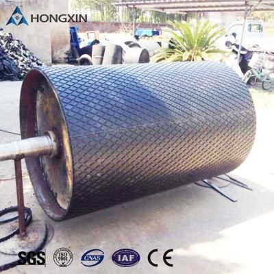 High Wear Resistant 20 mm Thick Conveyor Diamond Shaped Pulley Lagging Rubber Sheet Elevator Pulley Lagging Grooved Drum Lagging