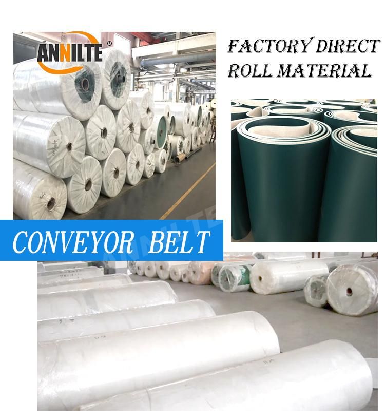 Annilte Manufacturers Cheap Green PVC Belting Smooth Industrial Small Conveyors Belt Roll Price PVC Flat Convayor Belt for Sale