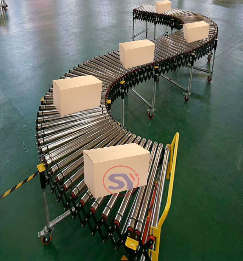 Gravity Telescope Flexible Roller Conveyor for Loading&Unloading 20FT 40FT Container
