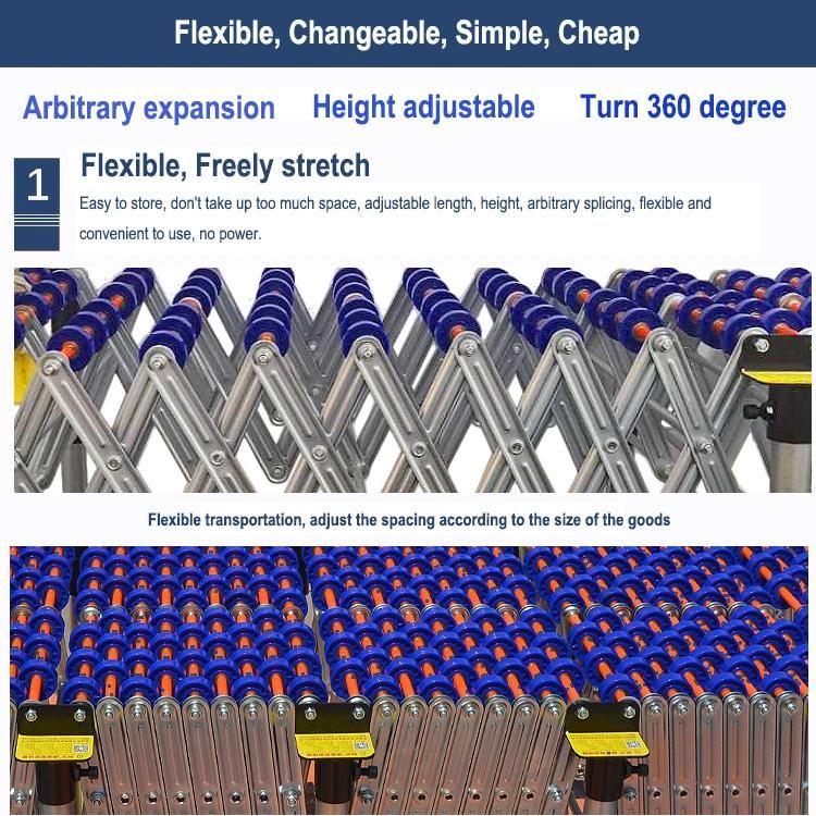Expandable Wheel Conveyor for Truck Loading and Unloading Carton Boxes