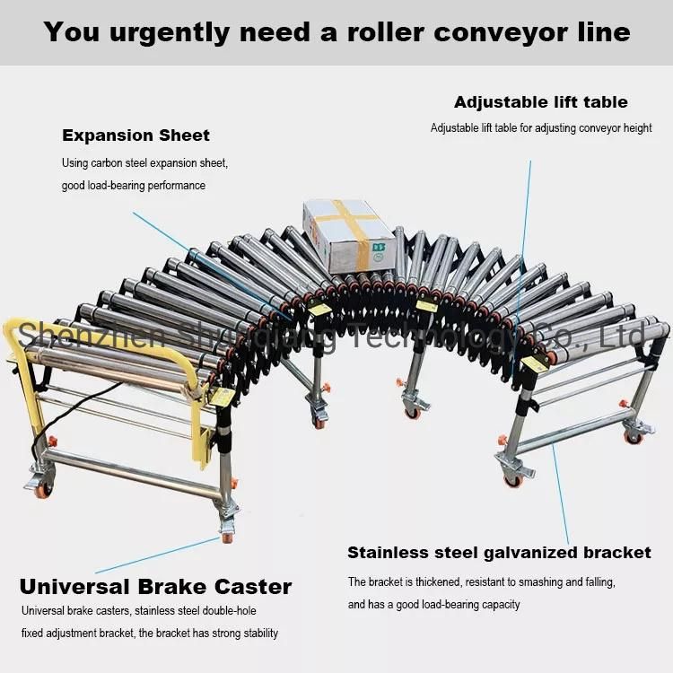 2022 Manufacturer Customization Non-Power Carbon Steel Telescopic Gravity Roller Conveyor