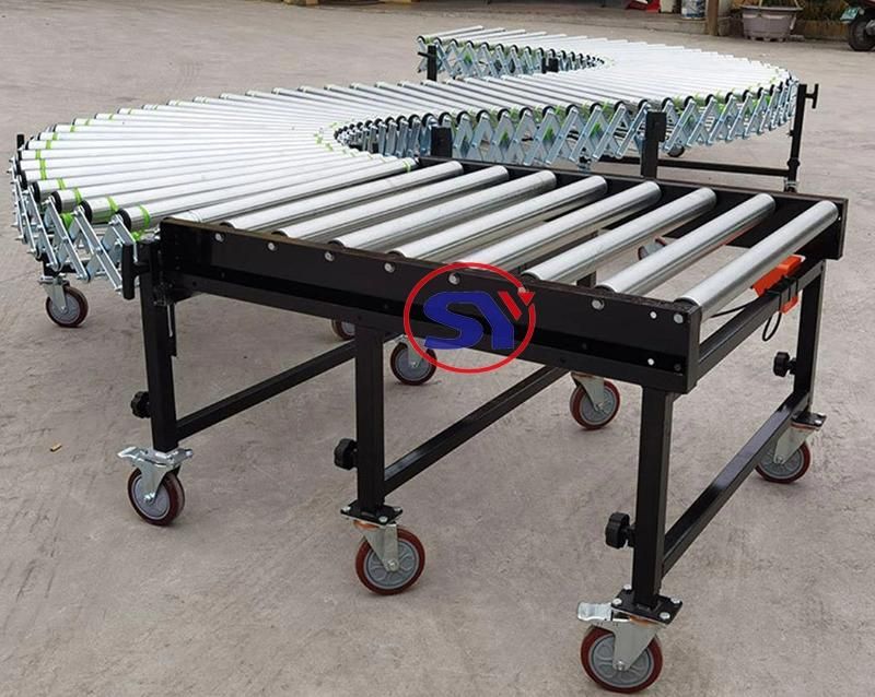 Motorised Expanding Expandable Flexible Roller Conveyor for Packaging Assembly Lines