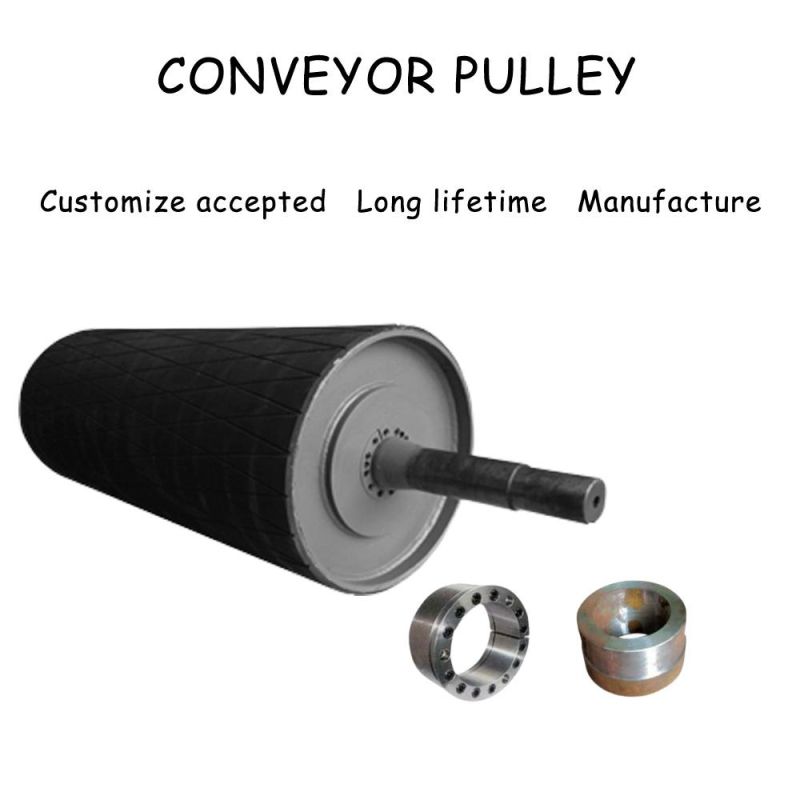 Conveyor Drive Pulley with Diamond Rubber Lagging for Mining, Cement, Coal Indusutry