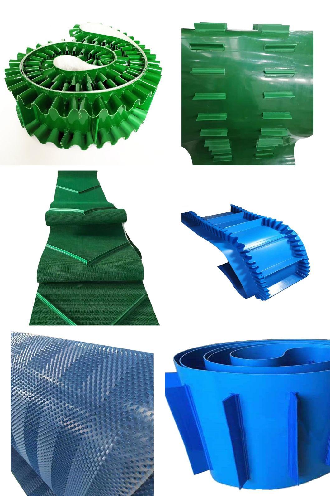 Green Color T10-T100 Cleat Baffle PVC Conveyor Belting